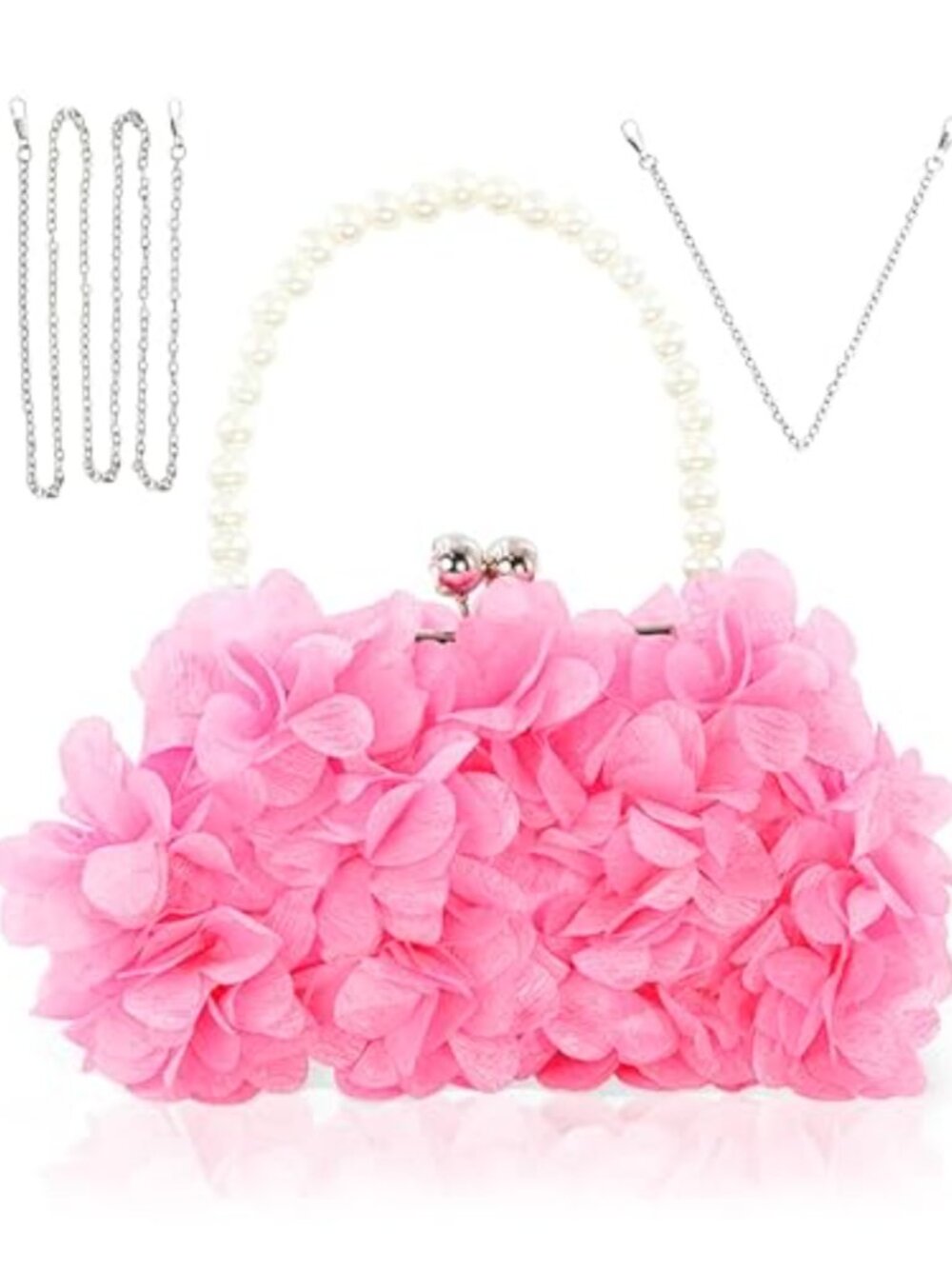 Floral Applique Satin Clutch Evening Bag Wristlet Crossbody Purse